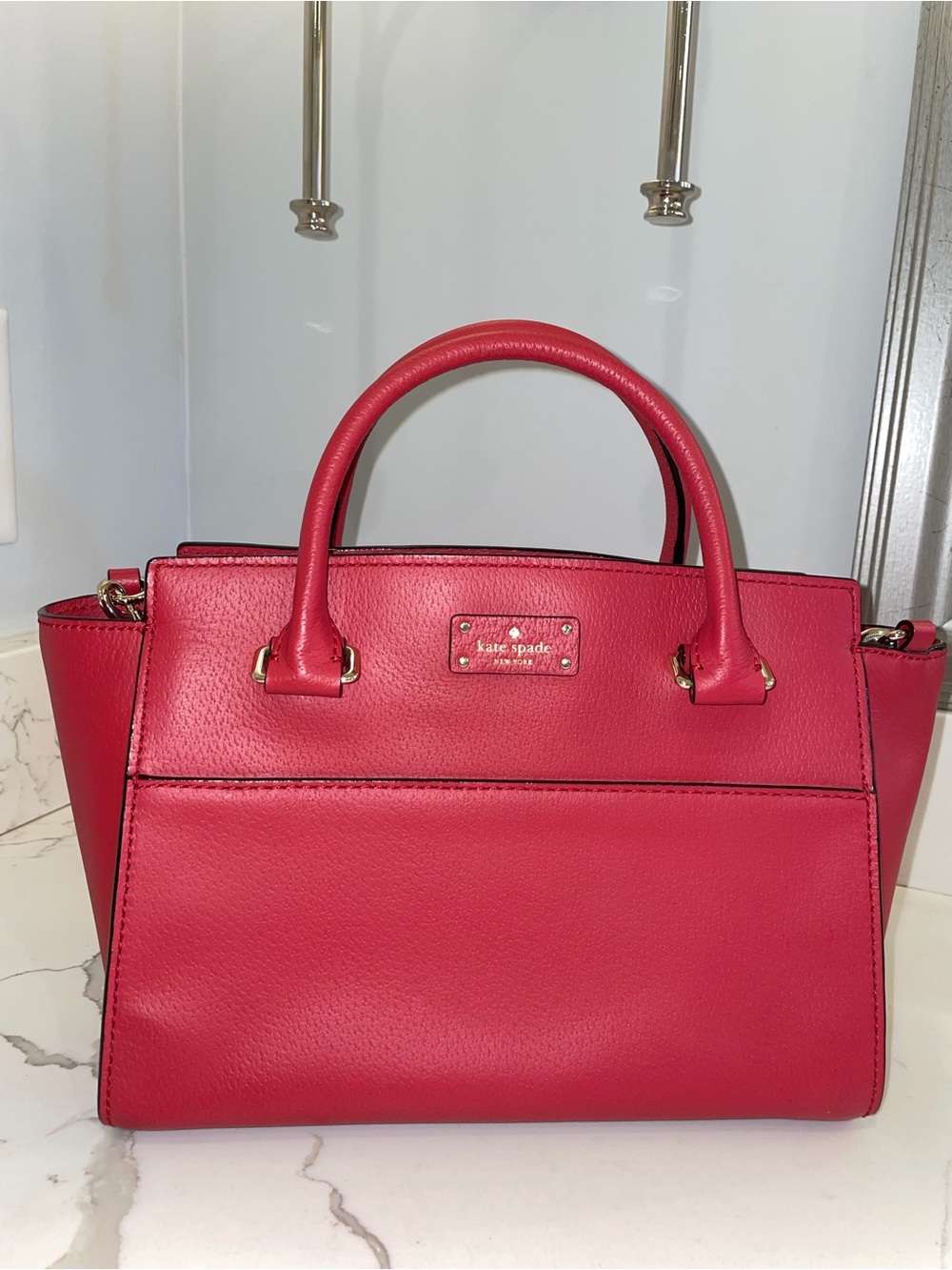 kate spade pink leather top-handle satchel